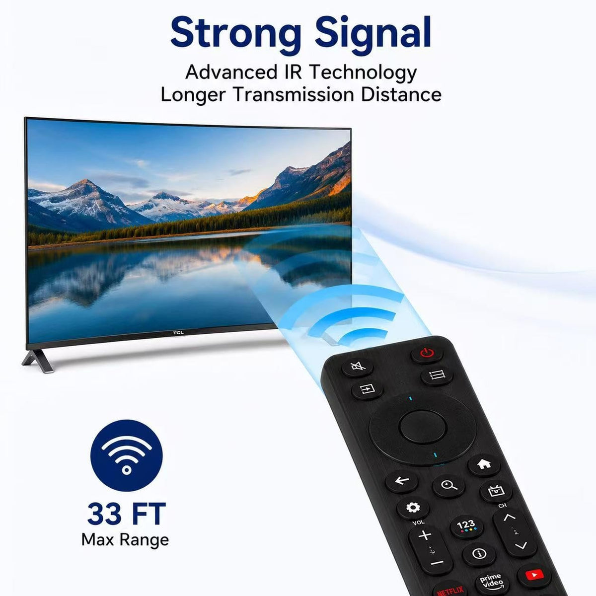 RC923V Replacement Remote Control for TCL QLED + QLED Mini Google TV's, Series QM5K, QM6K, QM7K, Q77K - PN: G0401-000267 (NO Voice Function)