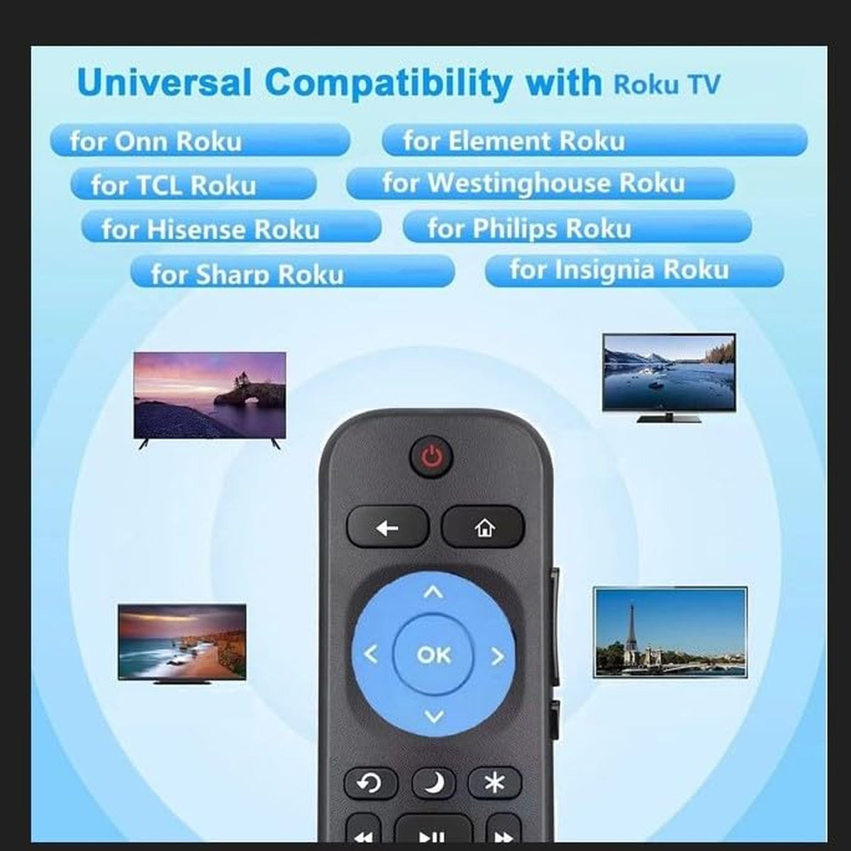 TCL ROKU Remote Compatible with All ROKU TVs, Including Sony, Westinghouse, ONN, Vizio, Insignia, and More - [Not Compatible with ROKU Stick or ROKU Box]