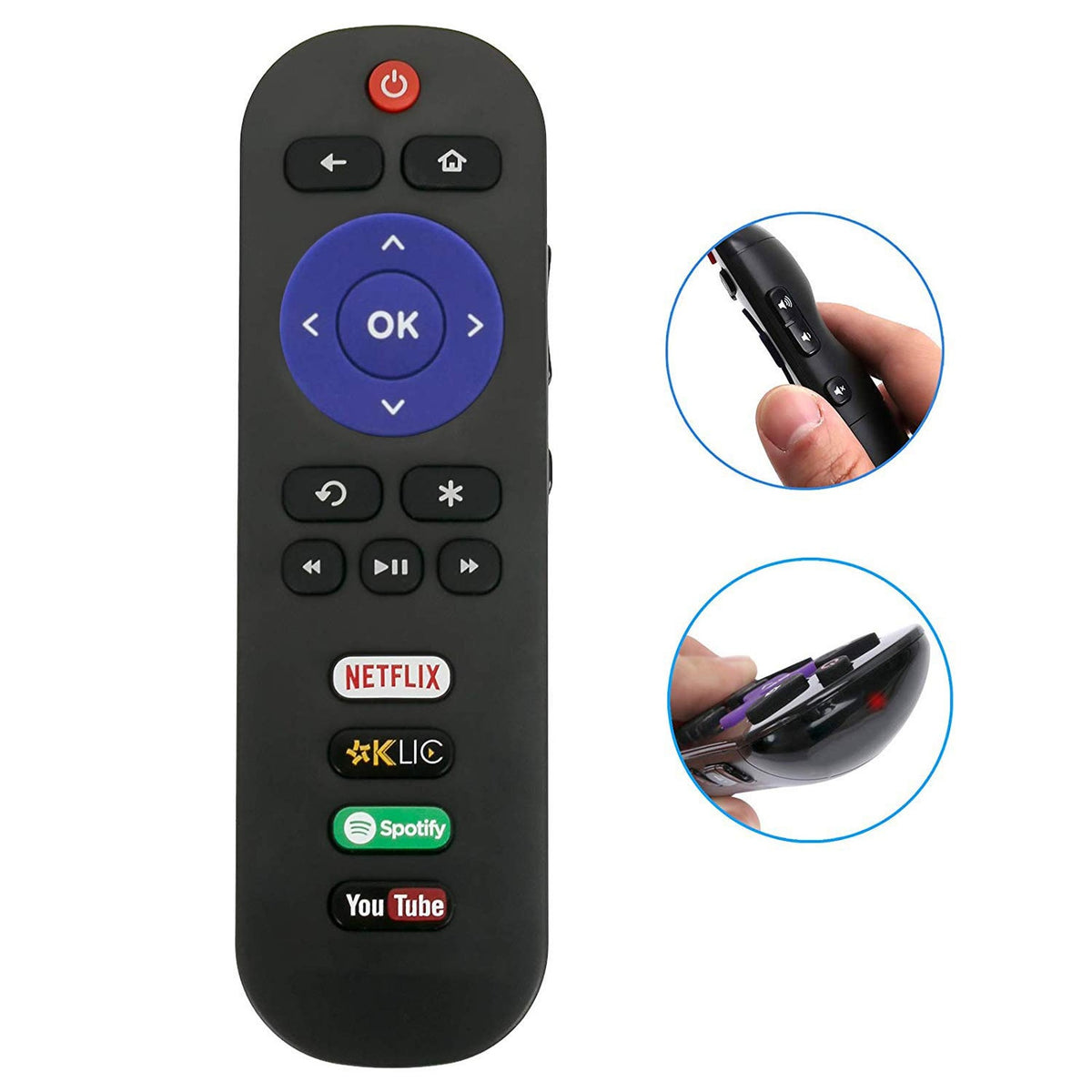 New RC280 IR Remote Control fit for TCL ROKU TV Smart HDTV w Netflix KLIC Spotify YouTube Shortcut App Key 32S3800 32S3850P 28S3750 40FS3800 48FS3700 50UP120 55FS3700 55US5800 65US5800