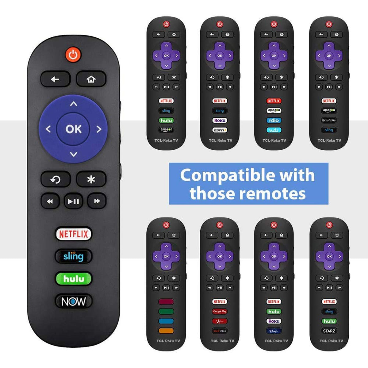 New RC280 IR Remote Control fit for TCL ROKU TV Smart HDTV w Netflix Sling hulu Now Key 55S423 50S425 28S3750 40FS3800 48FS3700 50UP120 55FS3700 55US5800 65US5800 32S3800 43FP110 49S405