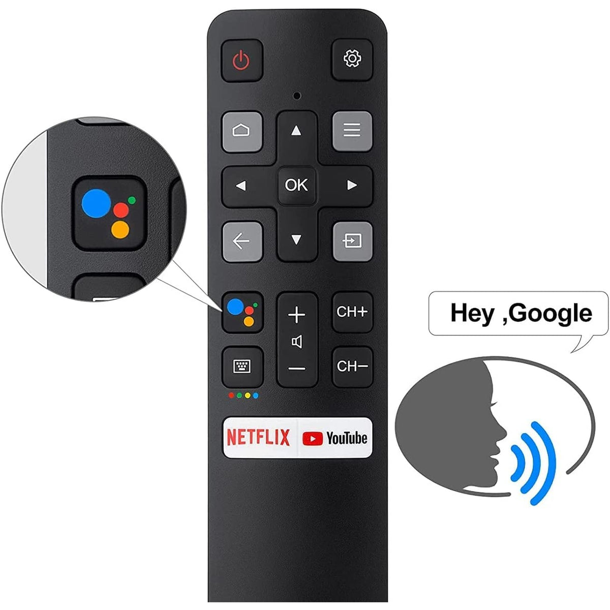 BESIA New Bluetooth Remote RC802V FNR1 fit for TCL TV 40S334 50S434 55S434 75S434 40S330 70S430 32S334 55S435 50S435 43S43432S6500A 65P8S 65P8 55P8S 49S6800FS 49S6800 32S6500S 32S6800S 32S6510S 32A325