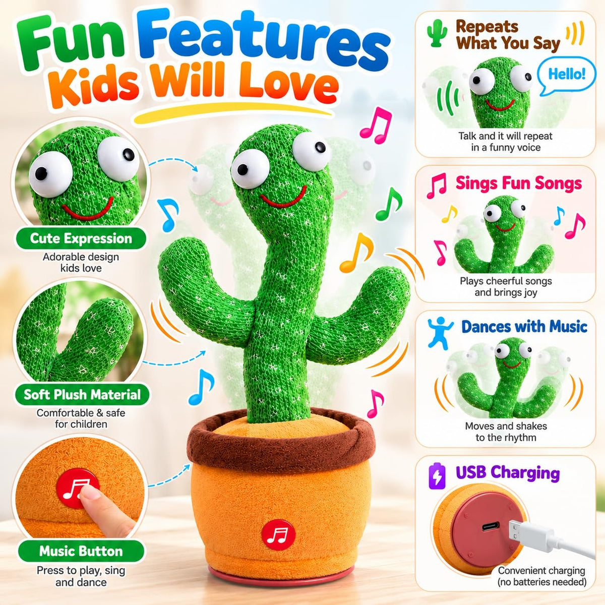 Interactive Dancing Cactus Toy – Singing, Talking & Endless Fun!