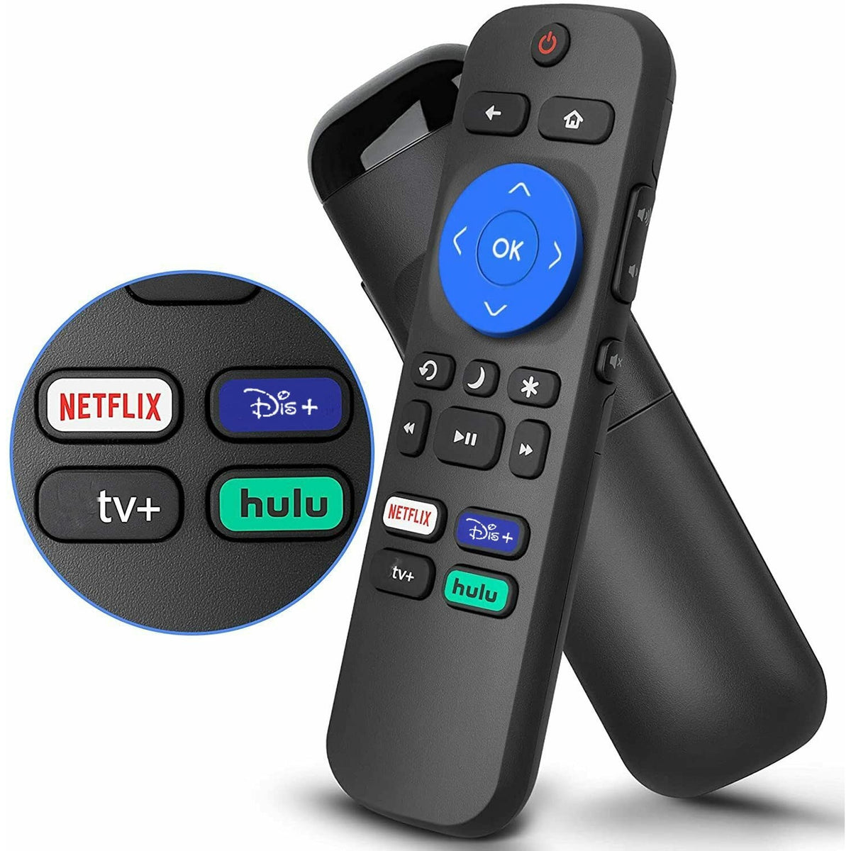 Replaced Remote for All Roku TCL/JVC/RCAPhilips/Magnavox/Haier/Sanyo/LG Roku TV with Apple TV+, DSY+, Netflix, Hulu Buttons [Not for Roku Stick, Roku Box]