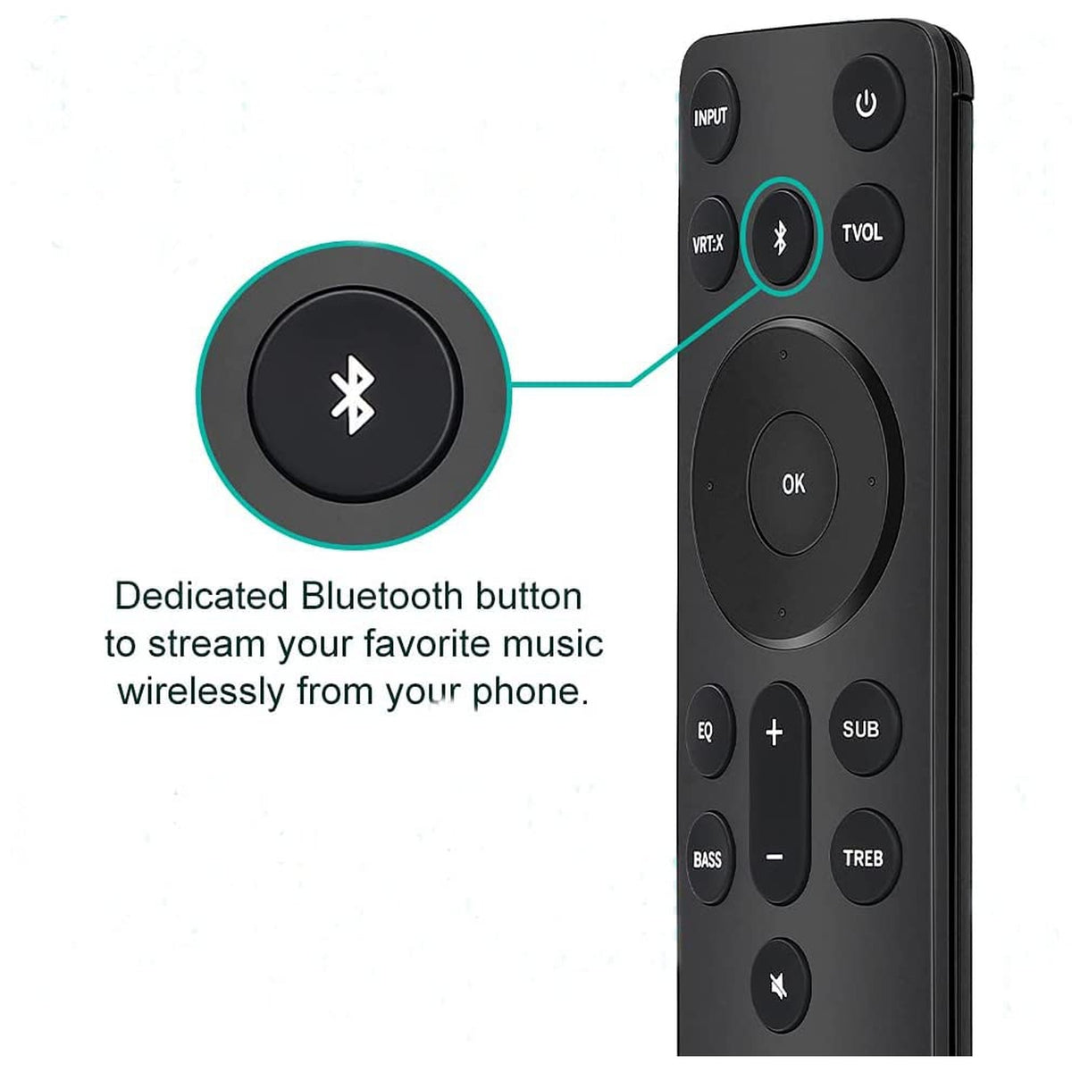 New Bluetooth Replacement Remote fit for Vizio 2.1 5.1 Home Theater Sound Bar, Vizio M, V, P-Series Home Audio Sound System, Vizio Channel Soundbar System with Subwoofer