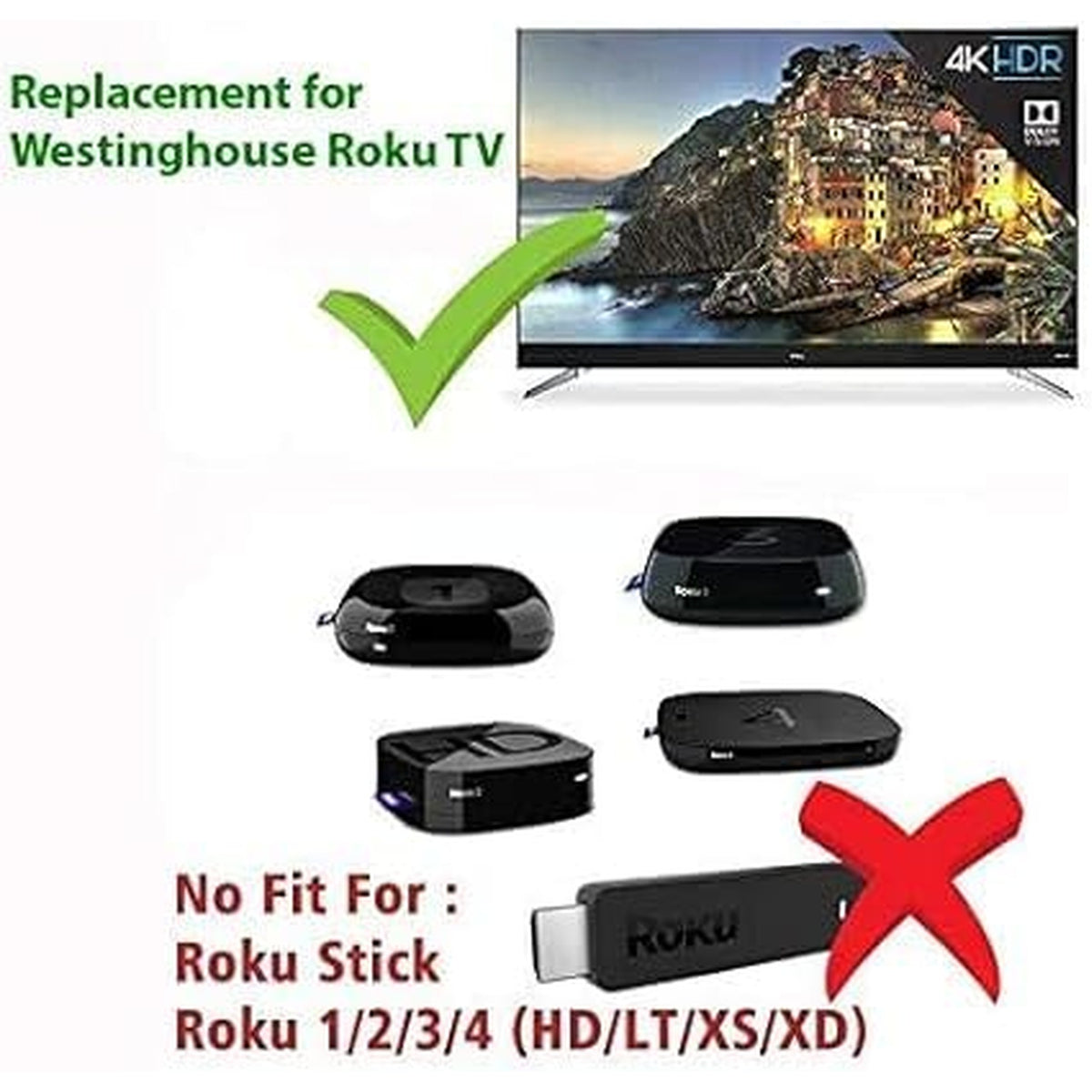 (2 Pack) Remote Control Replacement for Westinghouse Roku TV