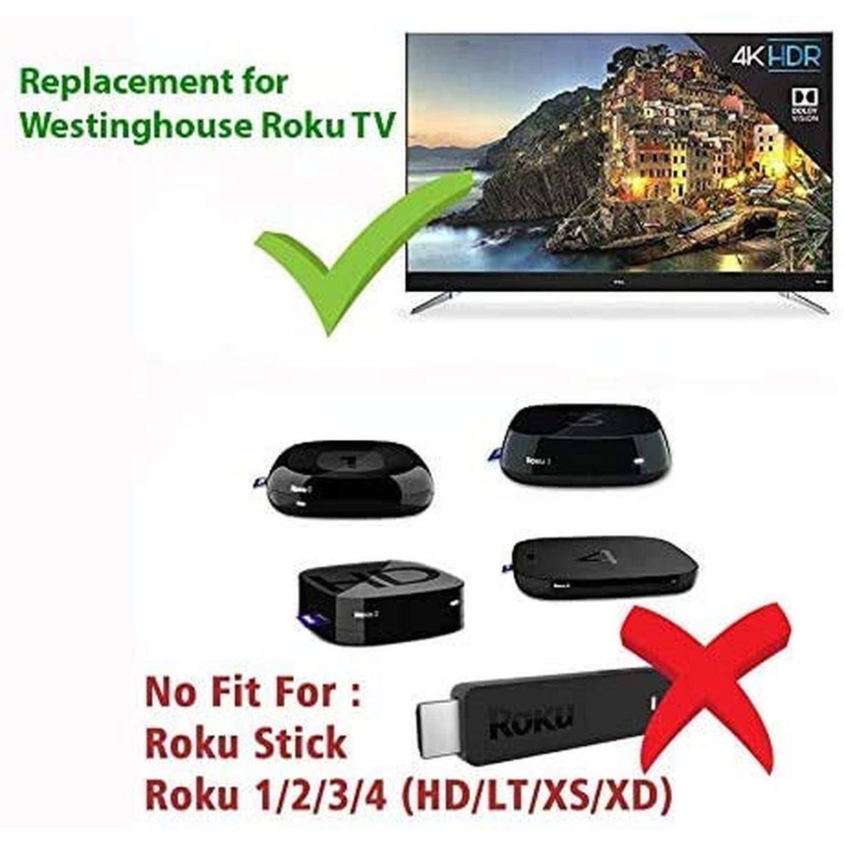 Remote Control Replacement for Westinghouse Roku TV