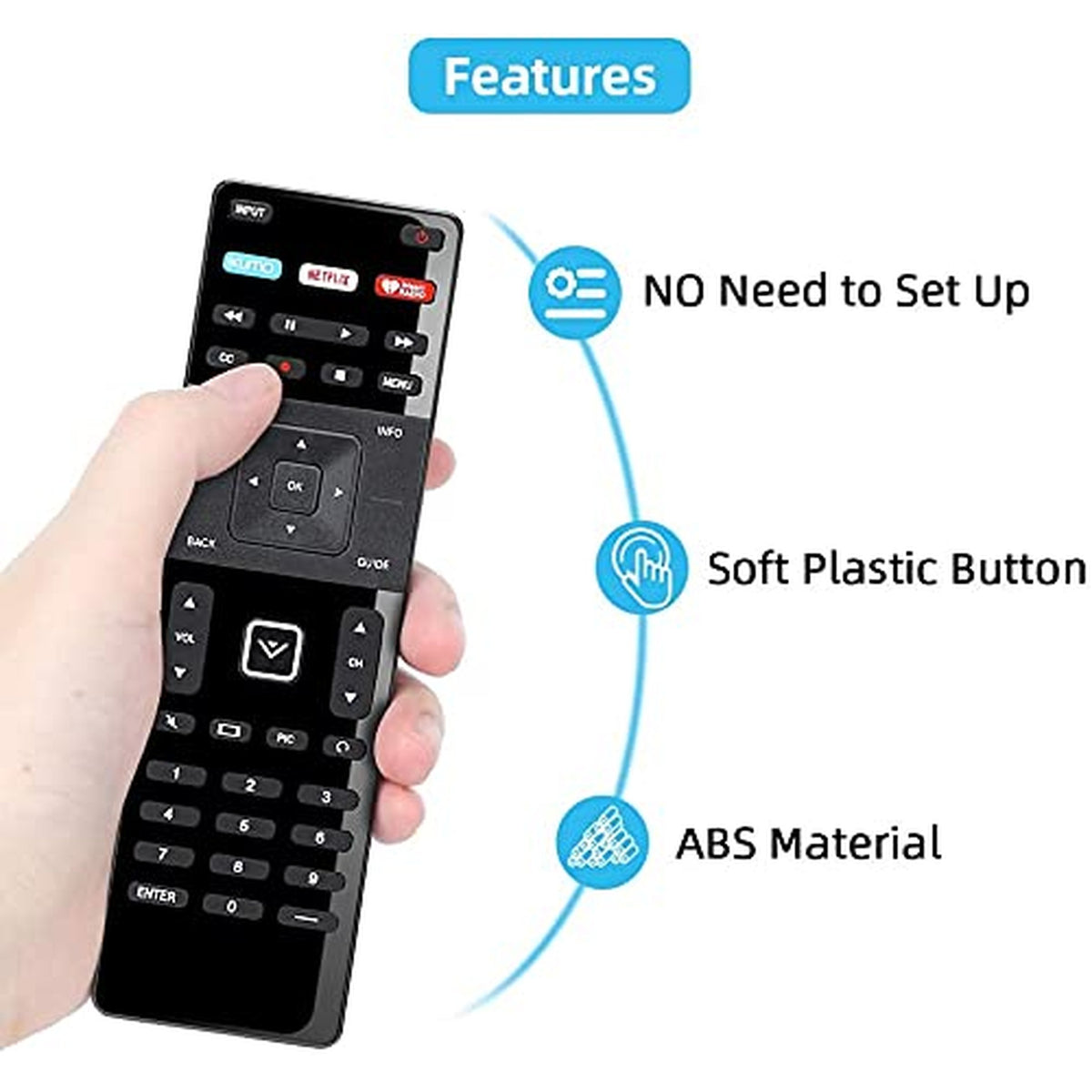Universal Remote for Vizio Smart TV Remote XRT-122 and Vizio Smart TV 4K UHD HDR HDTV SmartCast Internet Vizio D E Series LED LCD 24 28 32 39 40 43 48 50 55 58 60 65 70 inch TV Netflix XUMO