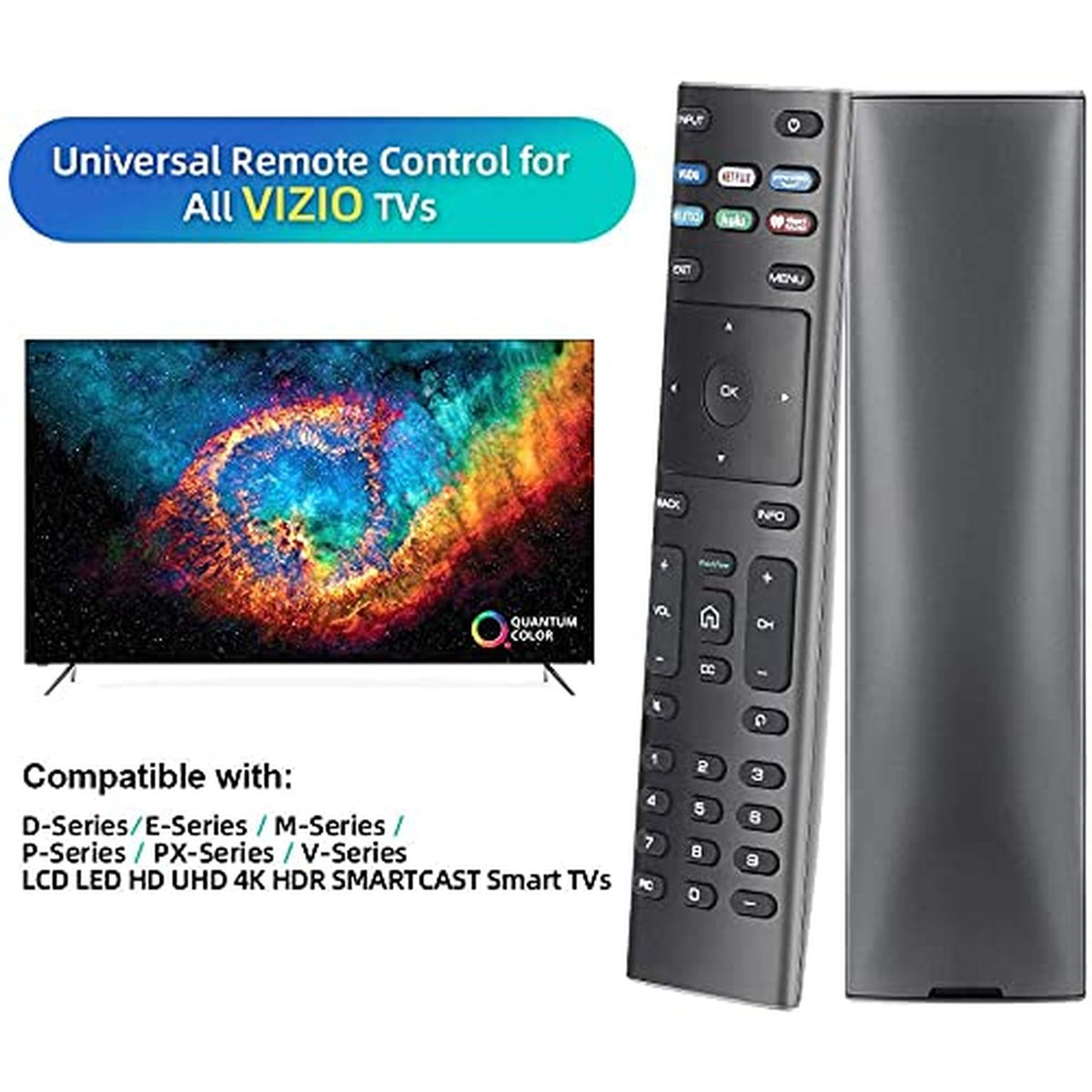 Young XRT136 Universal Replacement Remote Control Compatible with All Vizio-Remote-Control Vizio LCD LED QLED HD 4K UHD HDR SMARTCAST Smart TVs Include D-Series E-Series M-Series P-Series V-Series