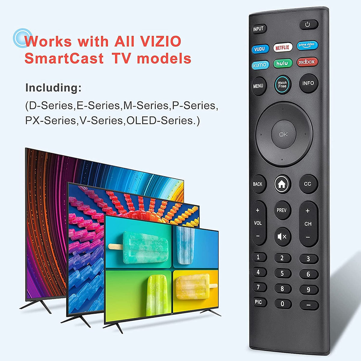 XRT140 Replaced Remote fit for Vizio Smart TV M50Q7-H1 M55Q7-H1 M65Q7-H1 M55Q8-H1 M65Q8-H1 V555-H1 V655-H9 V705-H13 V405-H9 V405-H19 V505-H9 V505-H19 V605-H3 V655-H4 V655-H9 V655-H19