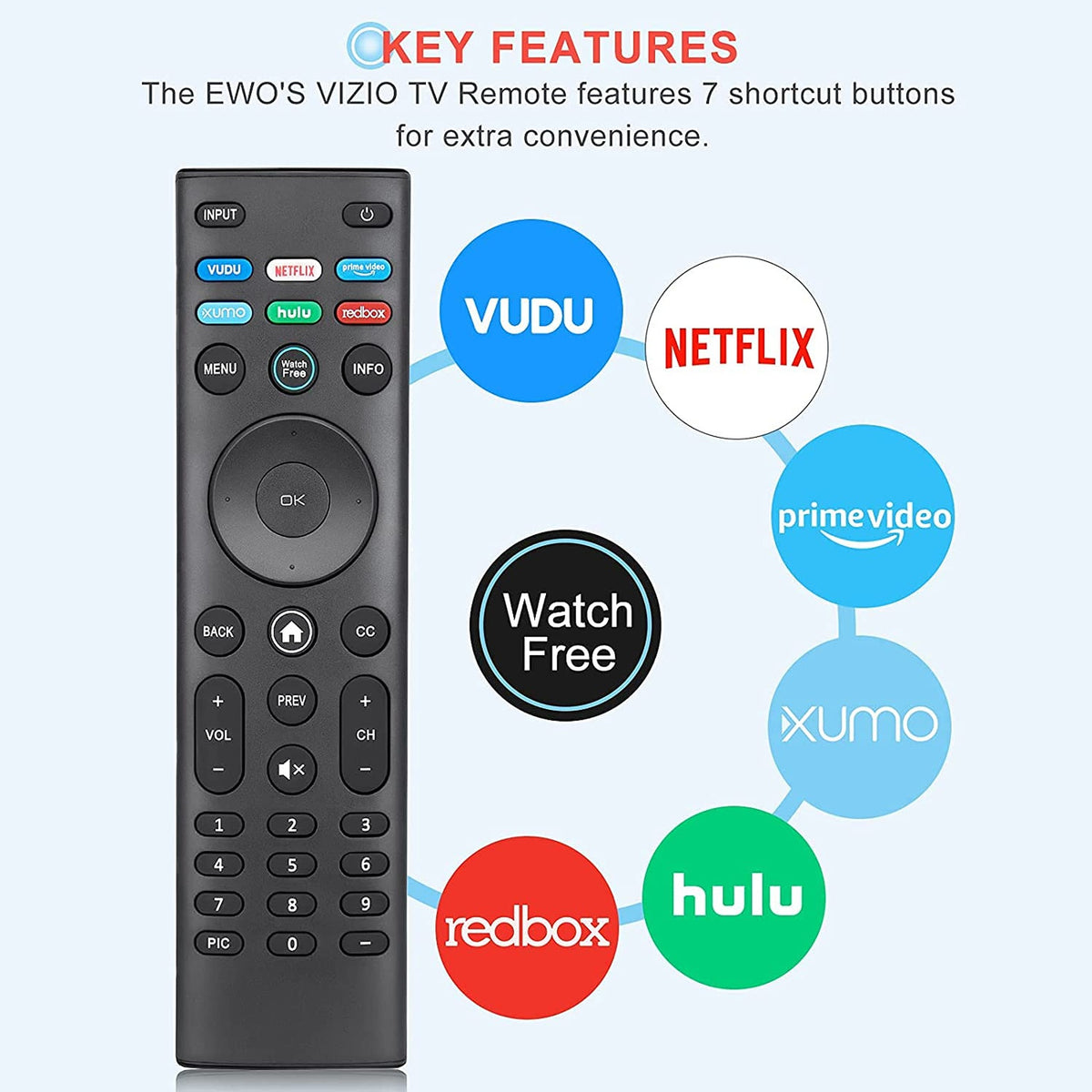 XRT140 Replaced Remote fit for Vizio Smart TV M50Q7-H1 M55Q7-H1 M65Q7-H1 M55Q8-H1 M65Q8-H1 V555-H1 V655-H9 V705-H13 V405-H9 V405-H19 V505-H9 V505-H19 V605-H3 V655-H4 V655-H9 V655-H19