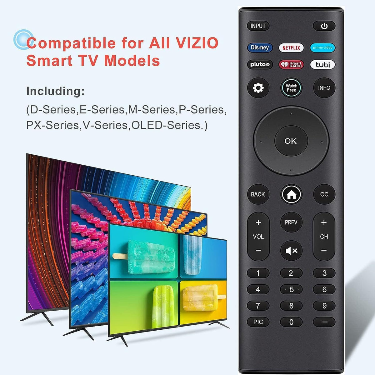 BESIA Universal TV Remote XRT-140 Compatible with All VIZIO LED LCD HD 4K UHD HDR Smart TVs
