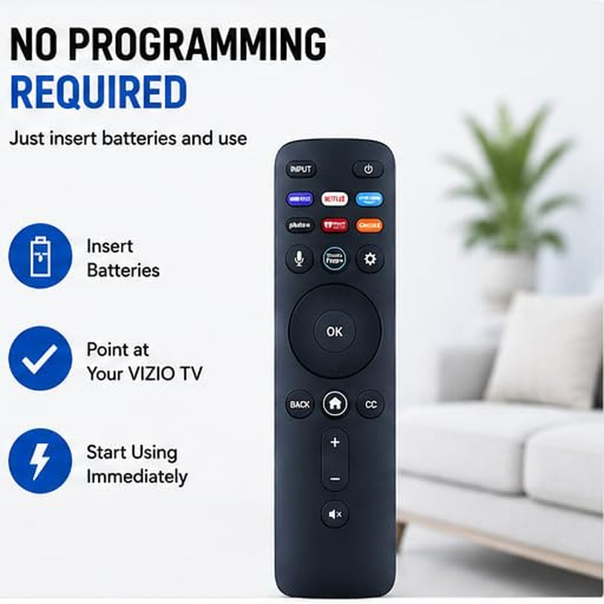 [2 Packs] Universal Vizio Remote XRT260 （No Voice ）Fit for All VIZIO Smart TV Smartcast 4K P-Series V-Series D-Series M-Series XRT136 XRT140 with Hbomax,Netflix,PrimeVideo,Plutotv,iHeartRadio,Crackle