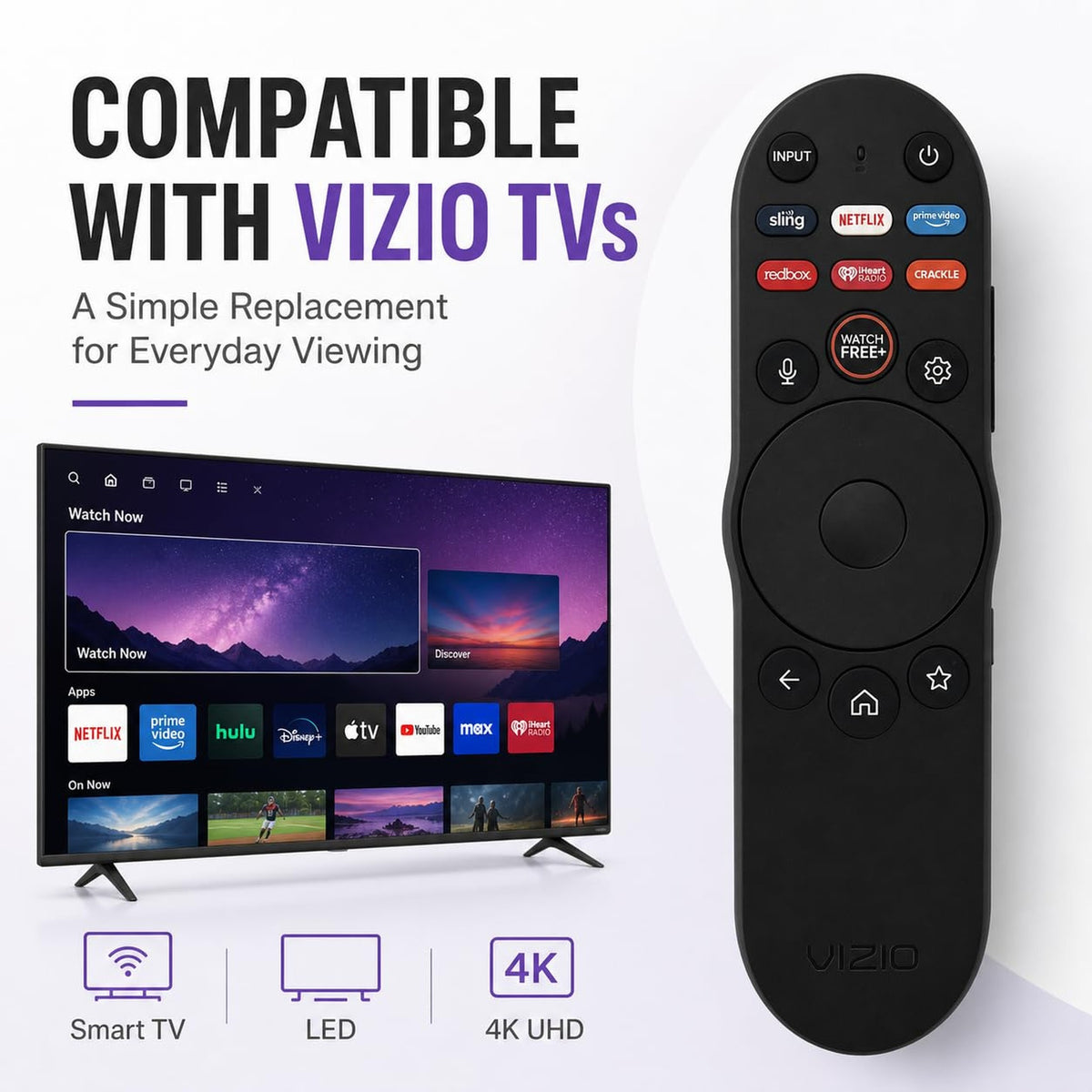 OEM XRT270 Bluetooth Voice Remote for VIZIO Smart TV Remote Control, for Vizio XRT260 XRT140 XRT136 FHD 4K QLED UHD Quantum Pro Smartcast D, E, M, P, V, PX Series Smart TVs