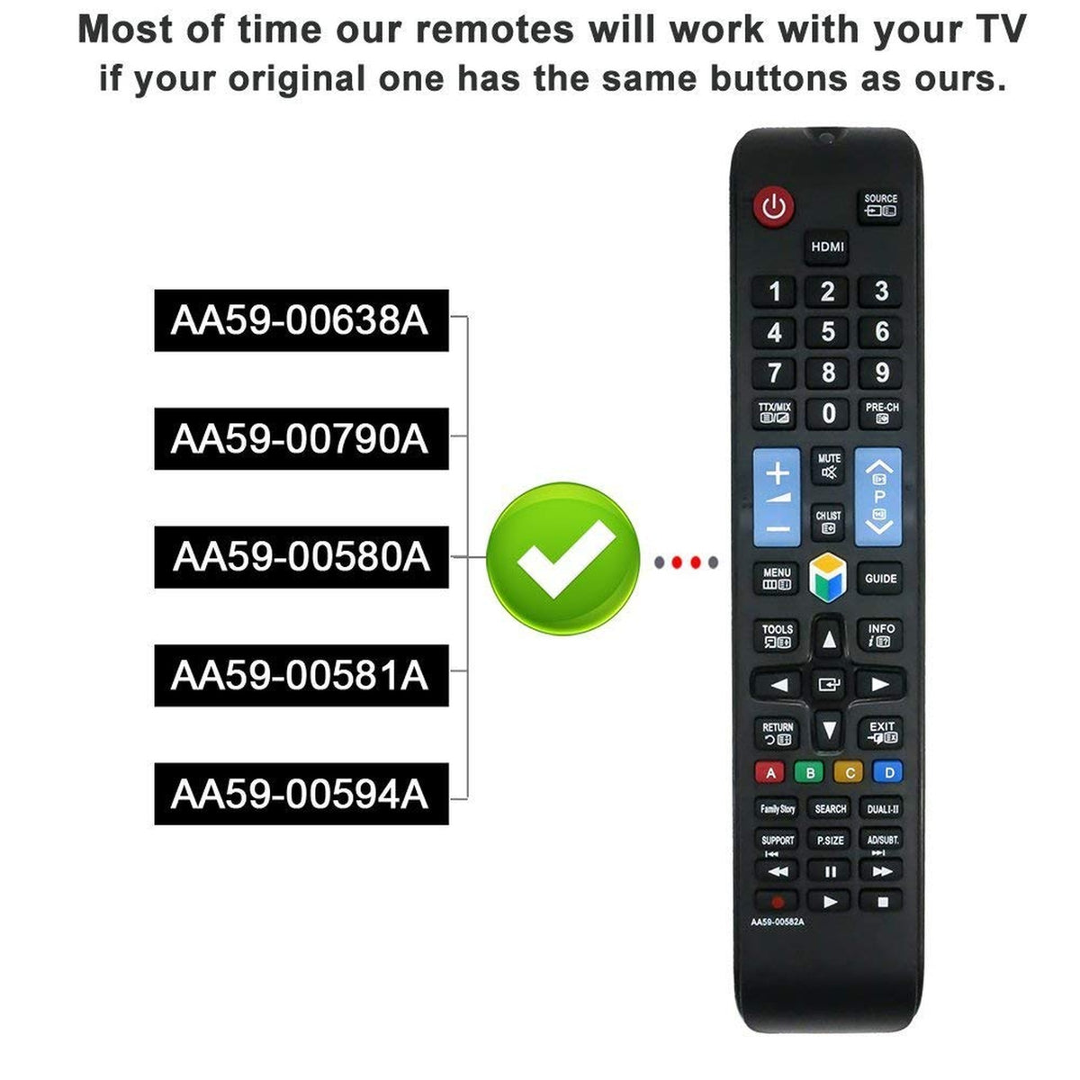 Young AA59-00580A Remote Control for Samsung LED Smart HDTV sub BN59-00857A AA59-00637A BN59-01041A...