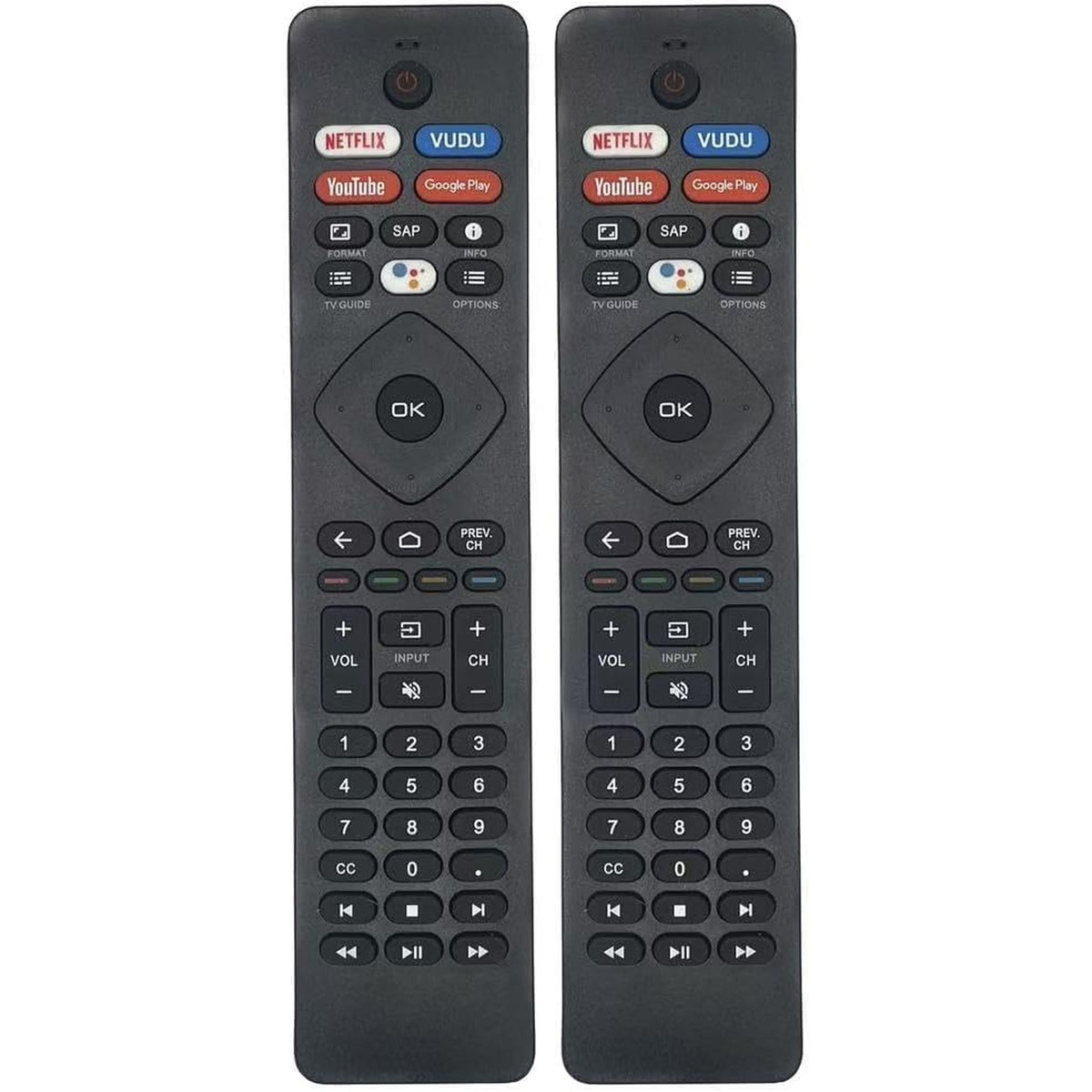 BESIA 2 Packs of NH800UP Remote Control for Philips TV Remote Replacement for All Philips Smart TV Remote IR Remote for Philips Android LED LCD 4K Smart TV with 4 Shortcut Hotkeys.