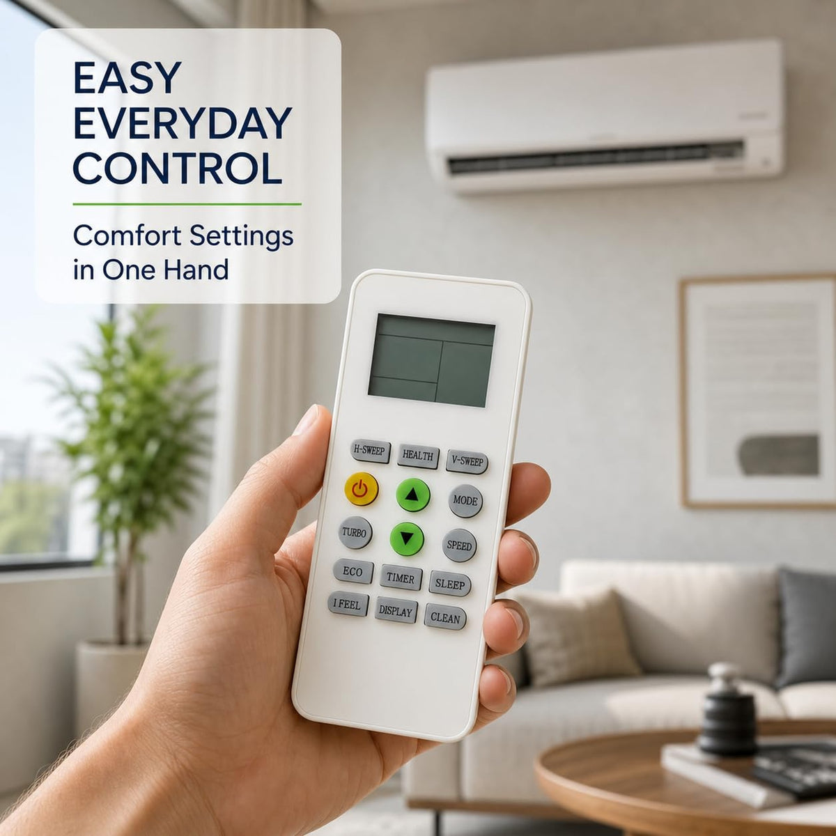 KKG12A-C1 Replace AC Remote Compatible for CHANGHONG/Ree/Pastamic A/C | Also Replacement fit for CHEBLO/ONAX Air Conditioner Mini Split AC A/C
