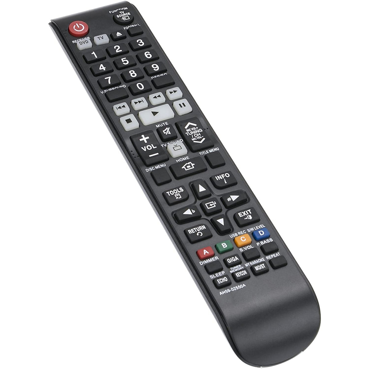 AH59-02550A Replace Remote Fit for Samsung HT-F453K HT-F453HK HT-F445K HT-F455K HT-F450BK HT-F453RK HT-F450RK HT-F453HBK HT-F453HRK HT-F455BK HT-F455RK HT-F453BK Digital Home Entertainment System