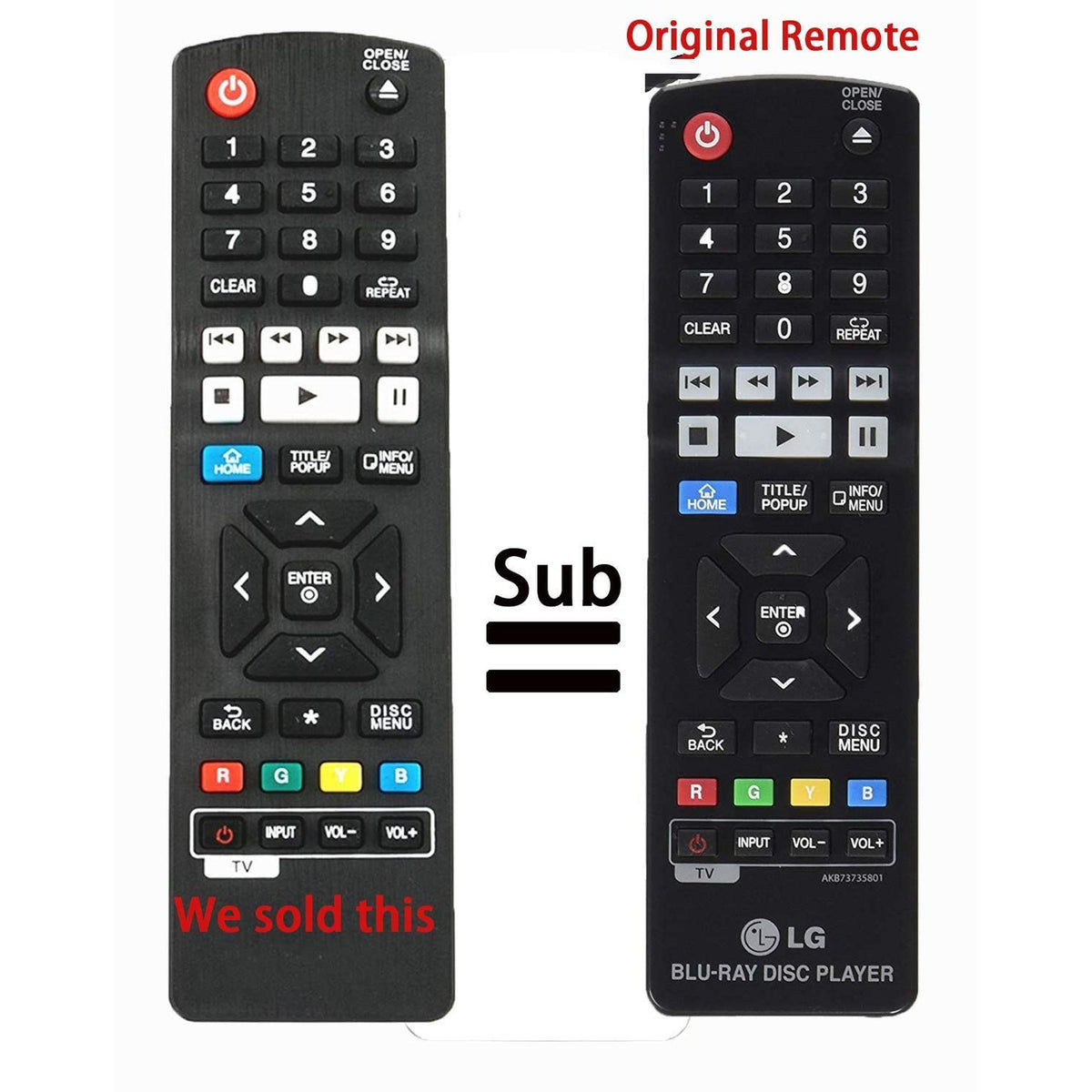 2 in1 AKB73735801 AKB73896401 Replaced Remote for LG Blu-ray Disc Player BP330 BP530 BP540 BPM54 BP735 BP735B BP135 BP300 BP335W BP340 BP155 BP335W BP350 BPM35 BP550 UP970