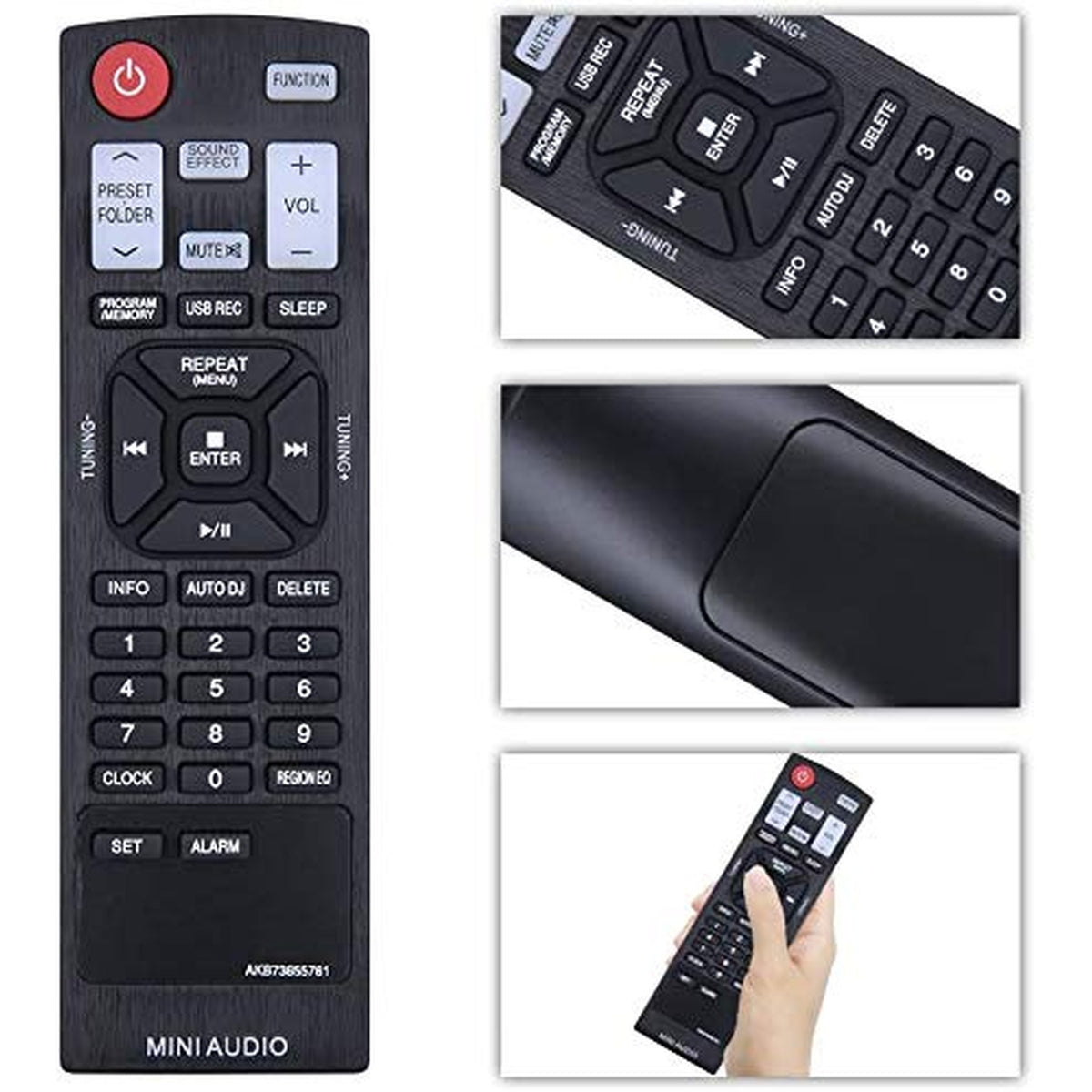 New AKB73655761 Replacement Remote Control fit for LG Mini Hi-Fi System Cms4550w CM4560 CJS45W CJ65 CJS65F CJ45 CJS45F FH6 CJ98 NJ98F CK43 CKD43F CK56 CKS57F Cms4550f