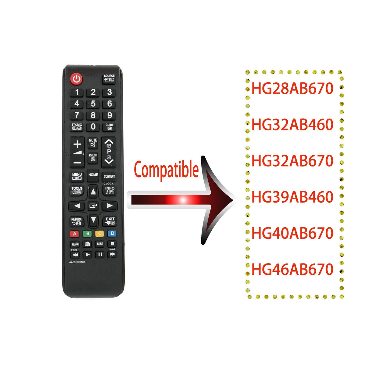 New AA59-00818A Multi-Functional TV Replacement Remote Control Controller for Samsung TV BN5901175N, TM1240A, UE32H6400, UE32H6400AKXXU, UE32H6400AWXXC, UE32H6400AWXXH