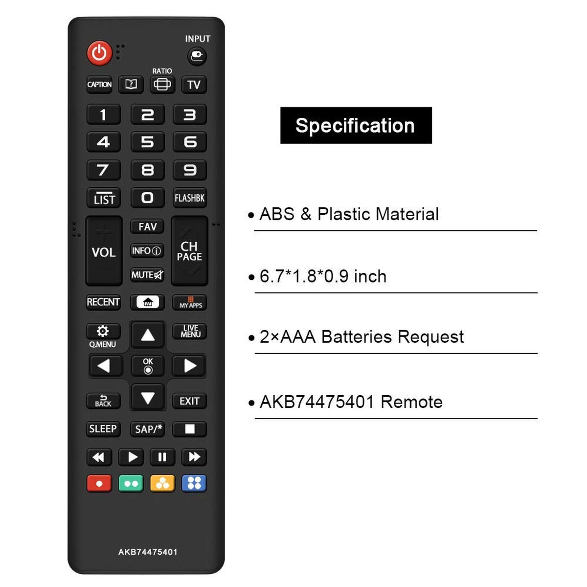 Young AKB74475401 Replaced Remote fit for LG Smart TV 24LF4820 32LF595B 43LF5900 43UF6400 43UF6430 43UF6800 43UF6900 43UF7590 43UF7600 49LF5900 49UF6400 49UF6430 49UF6490 49UF6800 49UF6900 49UF7590