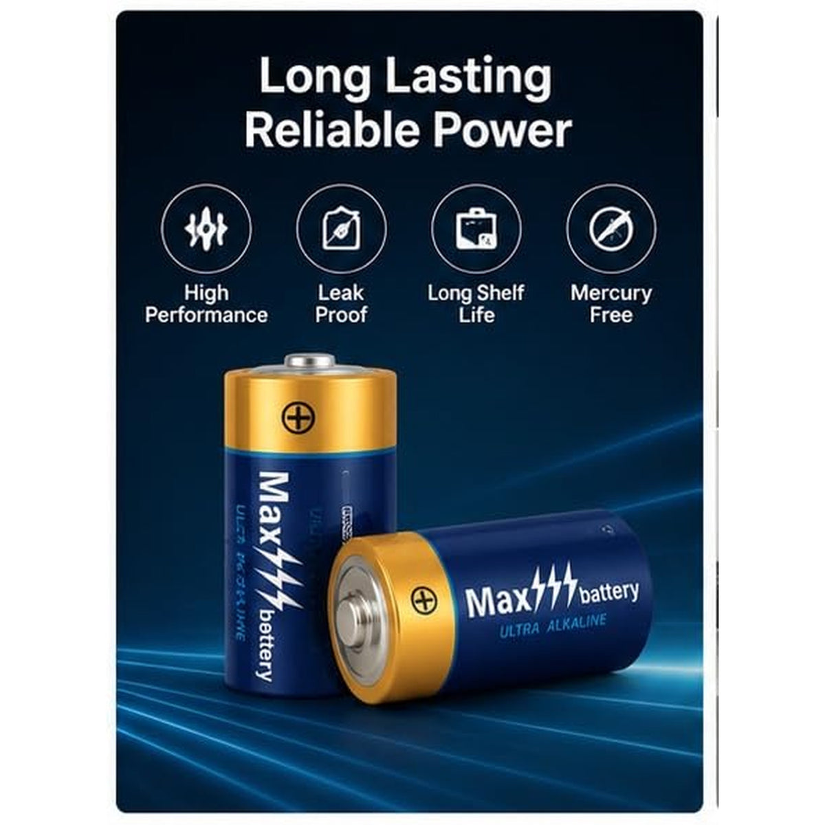 Besia Max Battery C Alkaline Batteries, 4 Pack, LR14 1.5V Ultra Alkaline Long-Lasting Power, Leak-Resistant Non-Rechargeable C Cell Batteries for Toys, Flashlights, Clocks & Household Devices