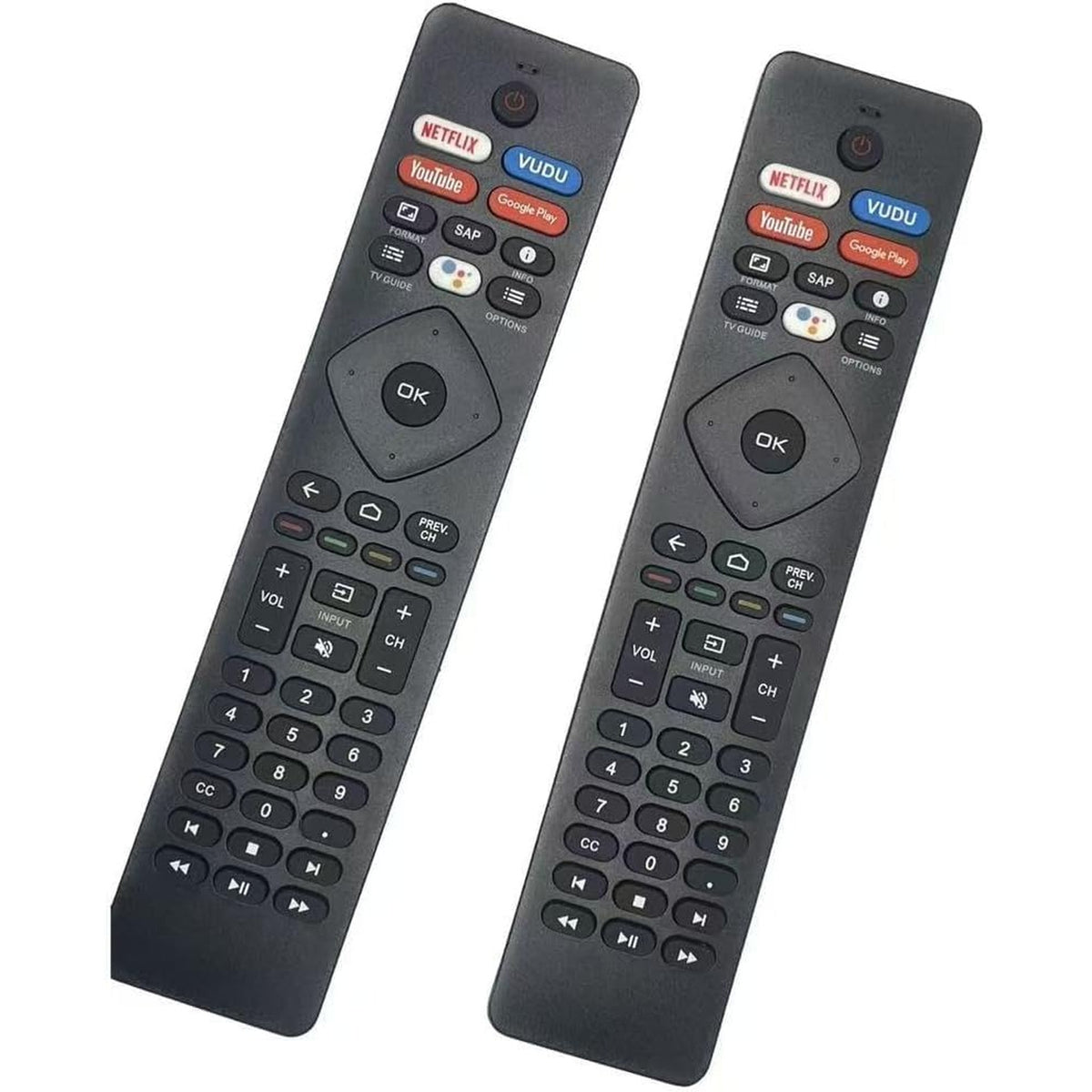 BESIA 2 Packs of NH800UP Remote Control for Philips TV Remote Replacement for All Philips Smart TV Remote IR Remote for Philips Android LED LCD 4K Smart TV with 4 Shortcut Hotkeys.
