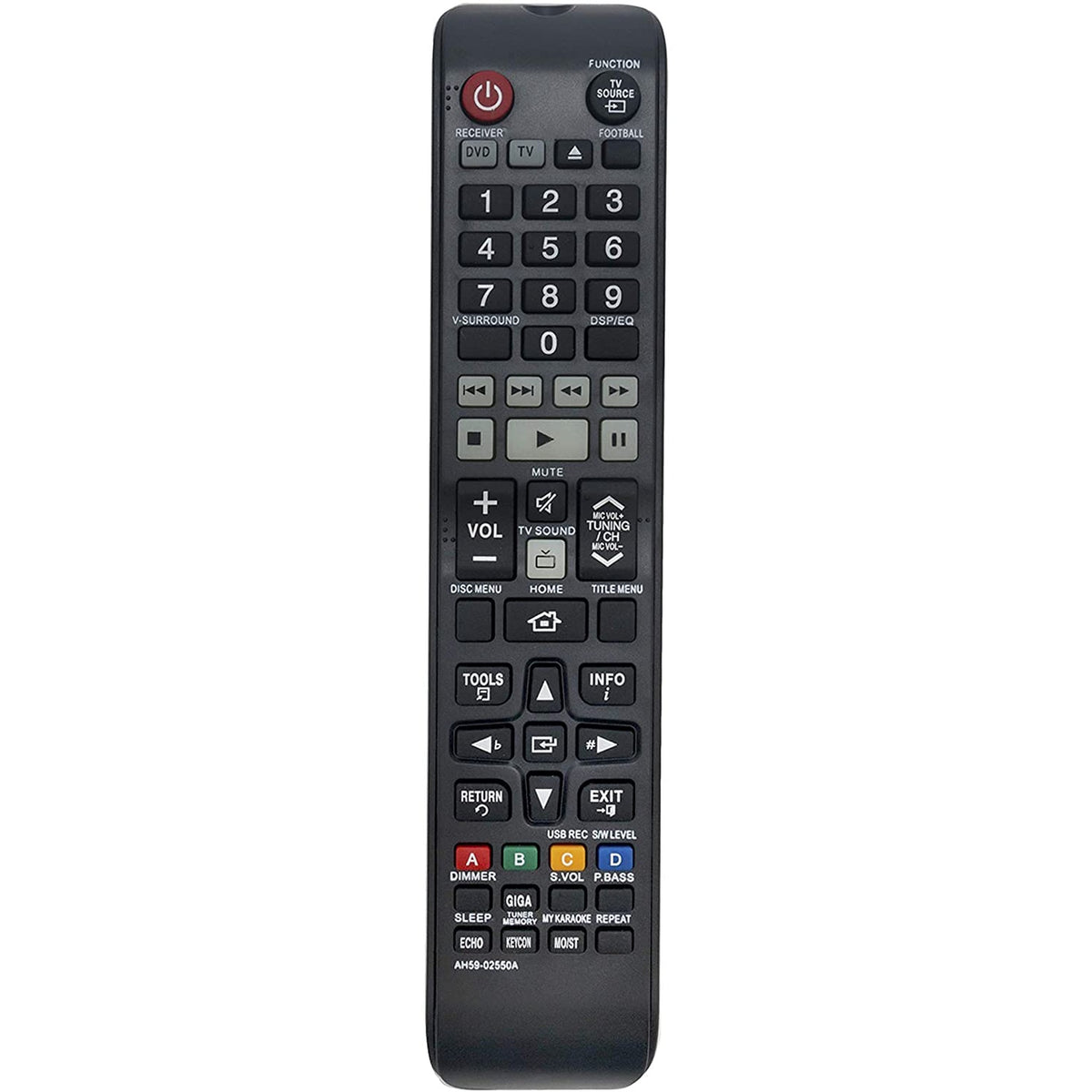 AH59-02550A Replace Remote Fit for Samsung HT-F453K HT-F453HK HT-F445K HT-F455K HT-F450BK HT-F453RK HT-F450RK HT-F453HBK HT-F453HRK HT-F455BK HT-F455RK HT-F453BK Digital Home Entertainment System