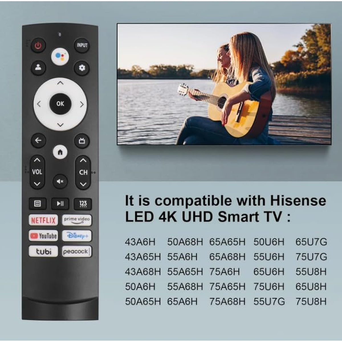 (2 Pack) ERF3M90H IR Replacement Remote Control for Hisense Google TV and Hisense Android TV (No Voice Function)