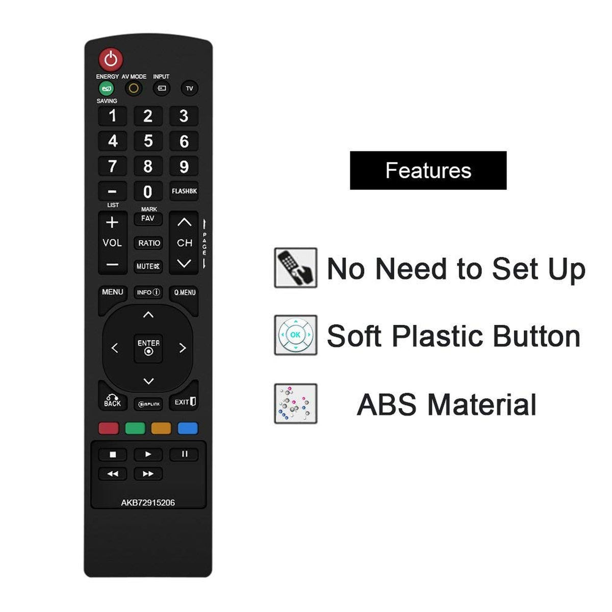 New AKB72915206 Remote Control Compatible Replacement for LG TV, Applicable 32LD450, 55LD520, 19LD350, 19LD350UB, 19LE5300, 22LD350, 22LD350UB, 22LE5300, 22LE5300UE, 22LE5500, 26LD350