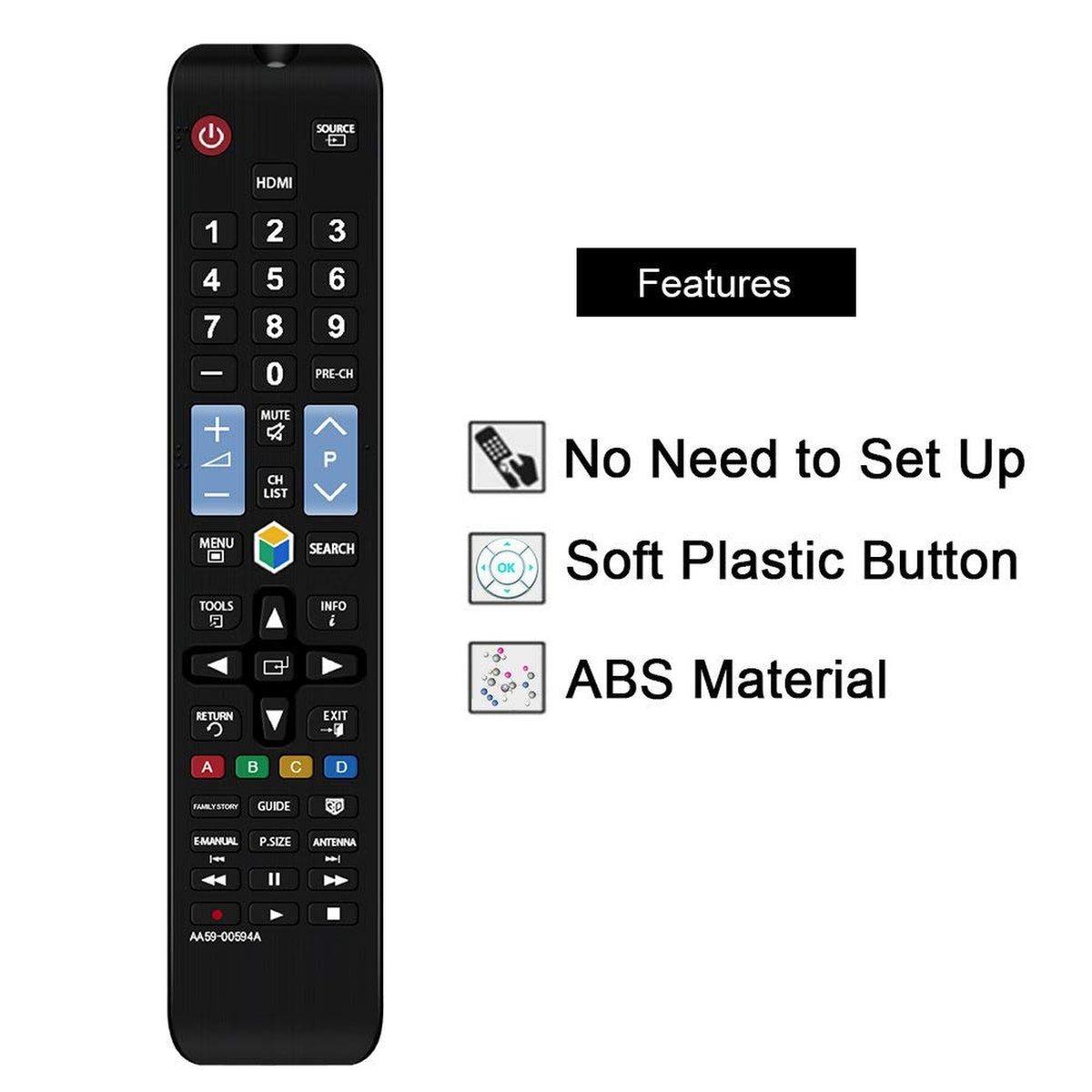 Young Compatible Replacement Remote for Samsung AA59-00594A Remote(3D/ Smart TV/HDTV/LCD/LED/TV), Applicable AA59-00619A AA59-00622A AA59-00603A AA59-00579A