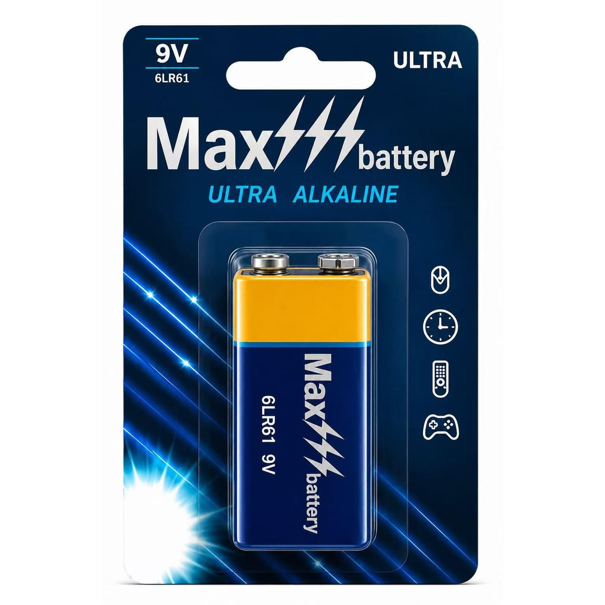 Besia (4 Pack) Max Battery 9V Alkaline Battery, Ultra Long-Lasting Power, Leak-Resistant, Non-Rechargeable 9 Volt Battery for Smoke Alarms, Microphones, Multimeters, Toys & Household Devices