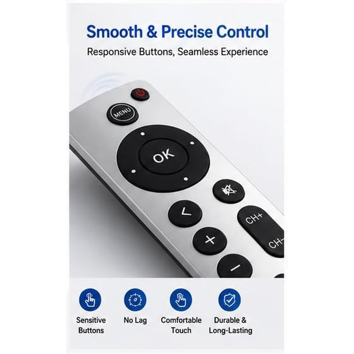 BESIA NEW Universal Replacement Remote for Apple TV 4K/ HD, A2843 A2737 A2169 A1842 A1625 A1427 A1469 A1378 (No Voice), Compatible with Samsung, LG, Sony, Westinghouse, Insignia, Vizio, Toshiba TVs