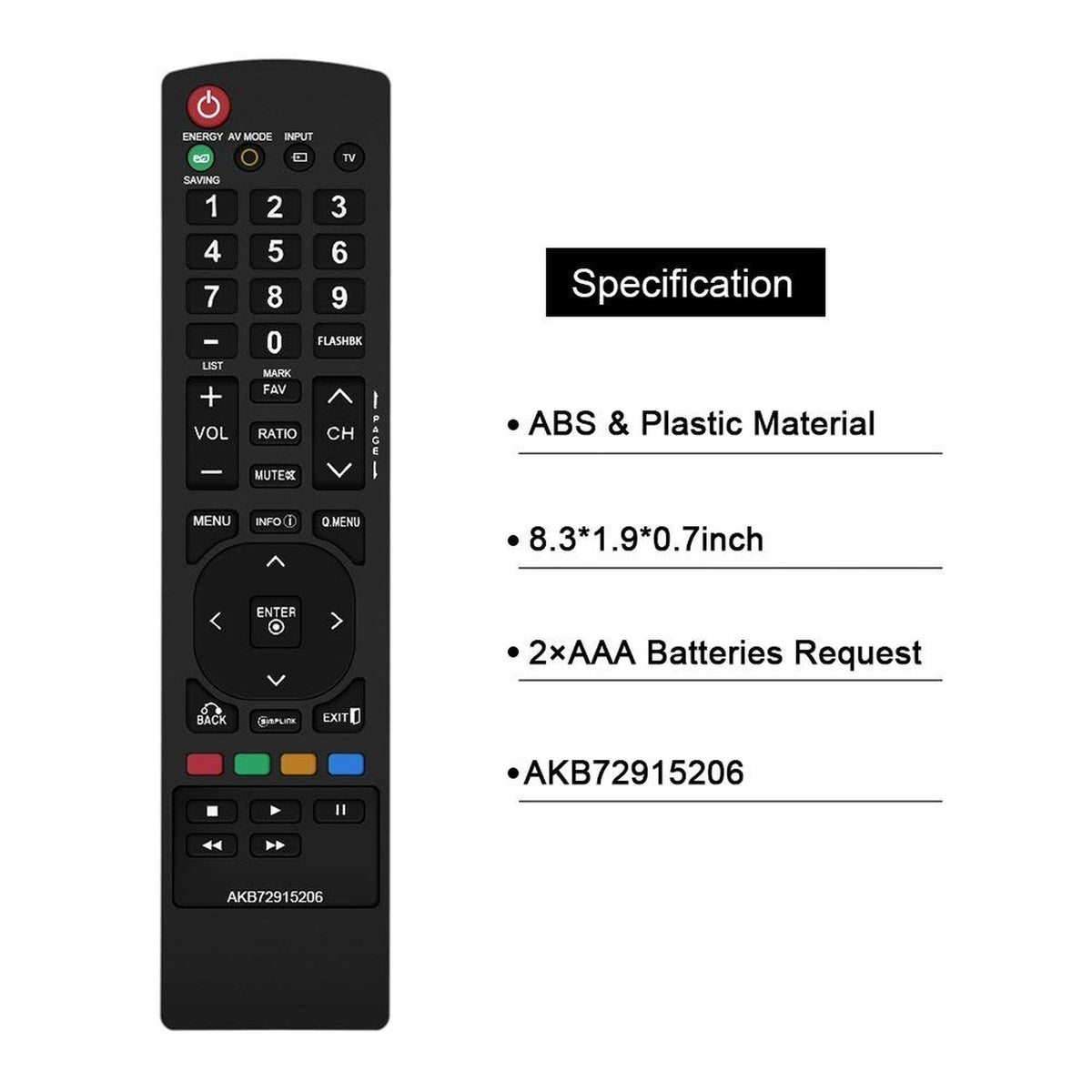 New AKB72915206 Remote Control Compatible Replacement for LG TV, Applicable 32LD450, 55LD520, 19LD350, 19LD350UB, 19LE5300, 22LD350, 22LD350UB, 22LE5300, 22LE5300UE, 22LE5500, 26LD350