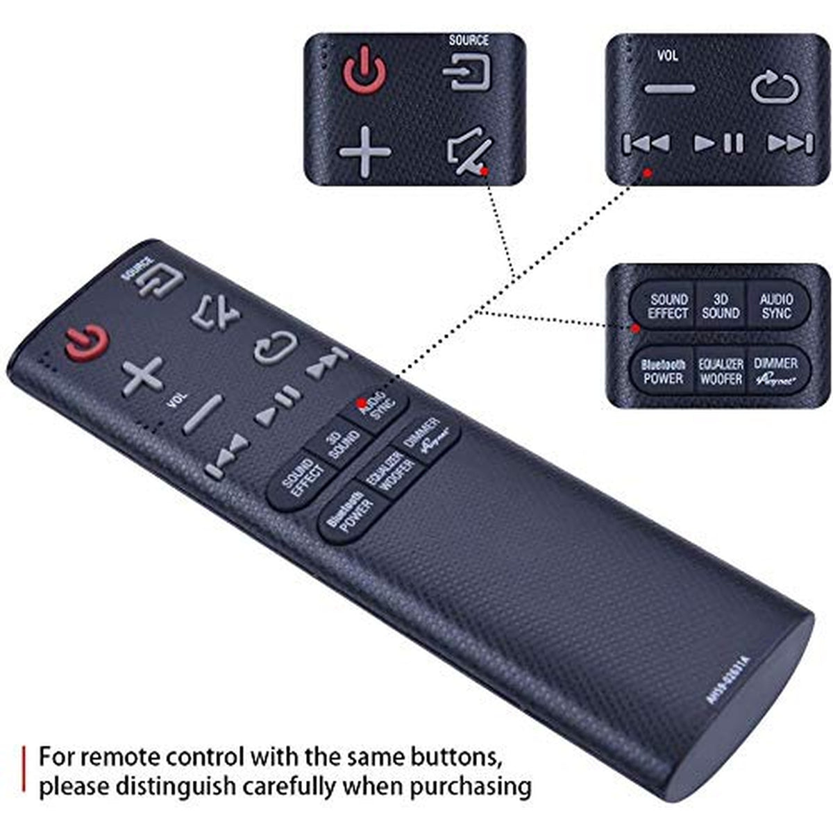 New AH59-02631A Replacement Soundbar Remote Control Fit for Samsung Sound Bar HW-H450 HW-HM45 HW-HM45C HWH450 HWHM45 HWHM45C HW-H450/ZA