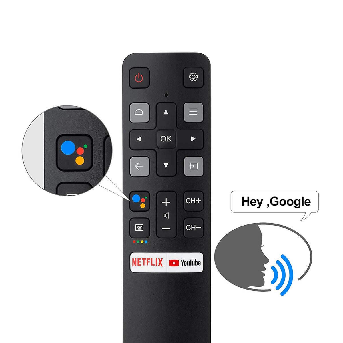 BESIA New Bluetooth Remote RC802V FNR1 fit for TCL TV 40S334 50S434 55S434 75S434 40S330 70S430 32S334 55S435 50S435 43S43432S6500A 65P8S 65P8 55P8S 49S6800FS 49S6800 32S6500S 32S6800S 32S6510S 32A325