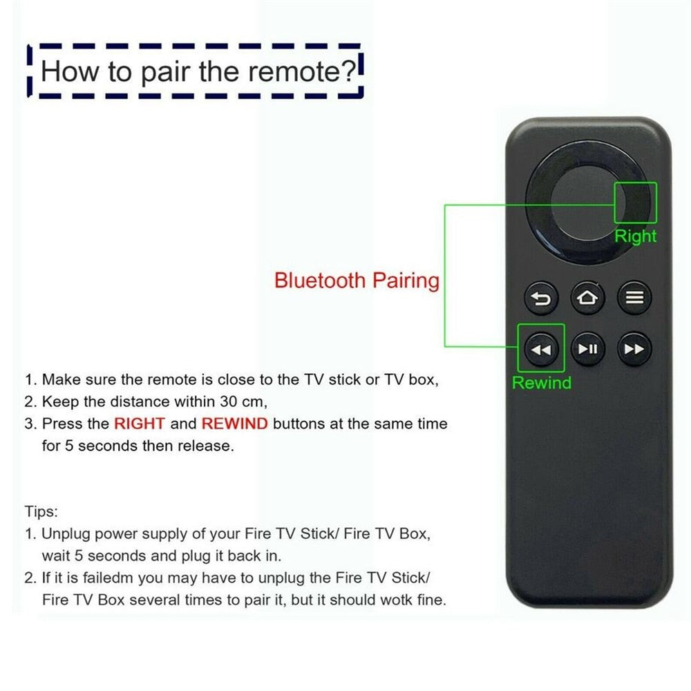 CV98LM Replacement Remote Control Compatible with Amazon Fire TV Stick and Amazon Fire TV Box Without Voice Function